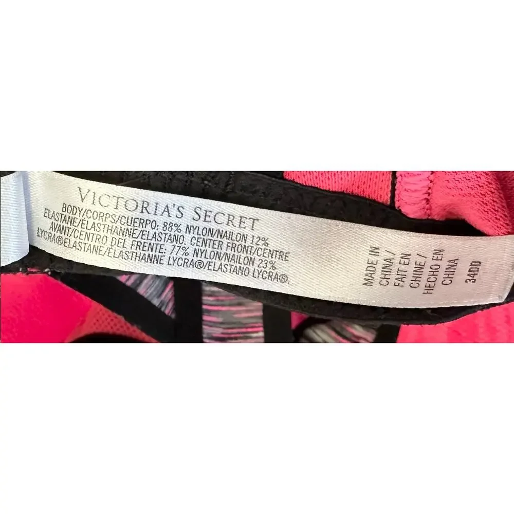 VSX Victoria's Secret Incredible Sports Bra Space-Dye Pink Black Size 34DD